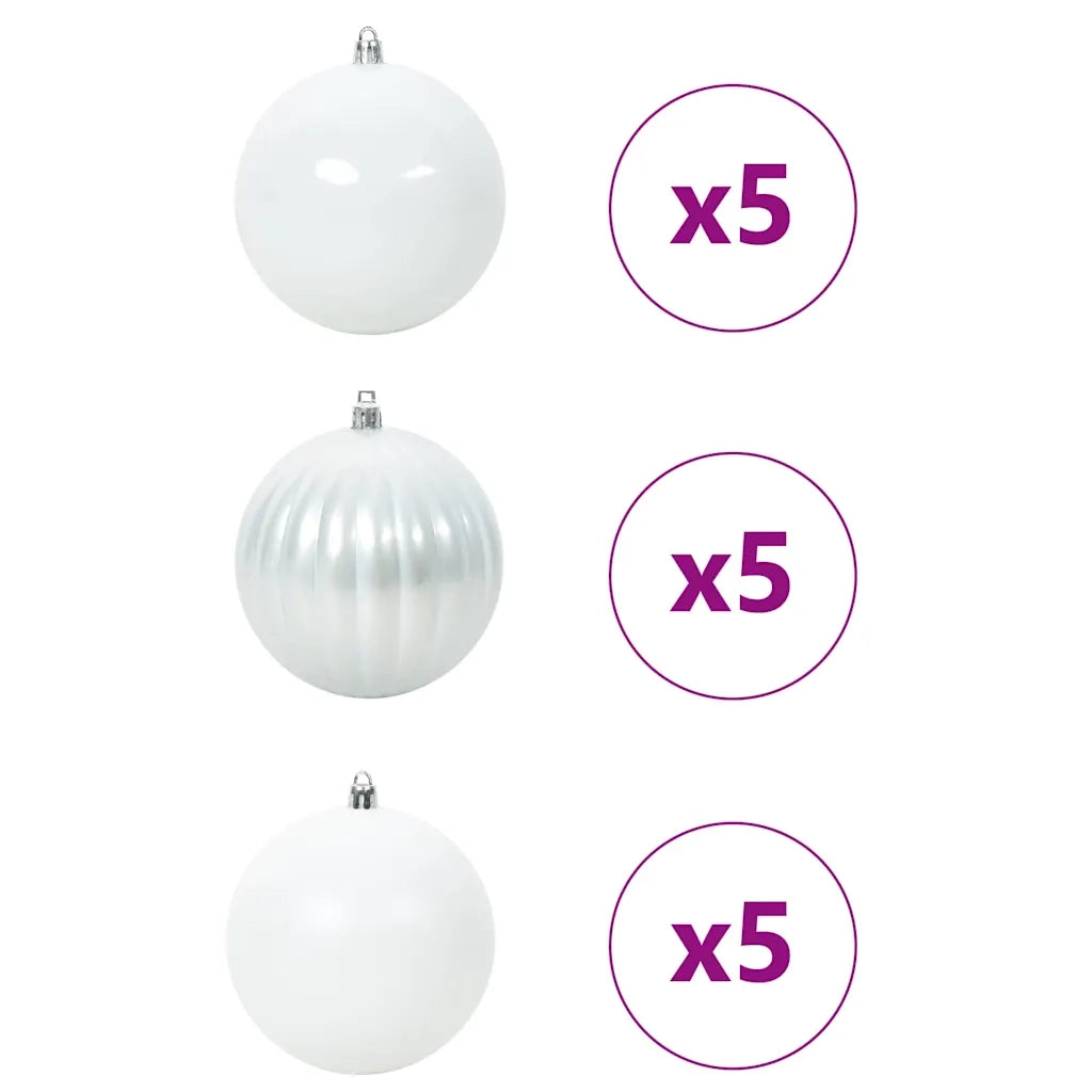 Set di Palle di Natale 15 pz-Decorazioni natalizie Bianco Plastica