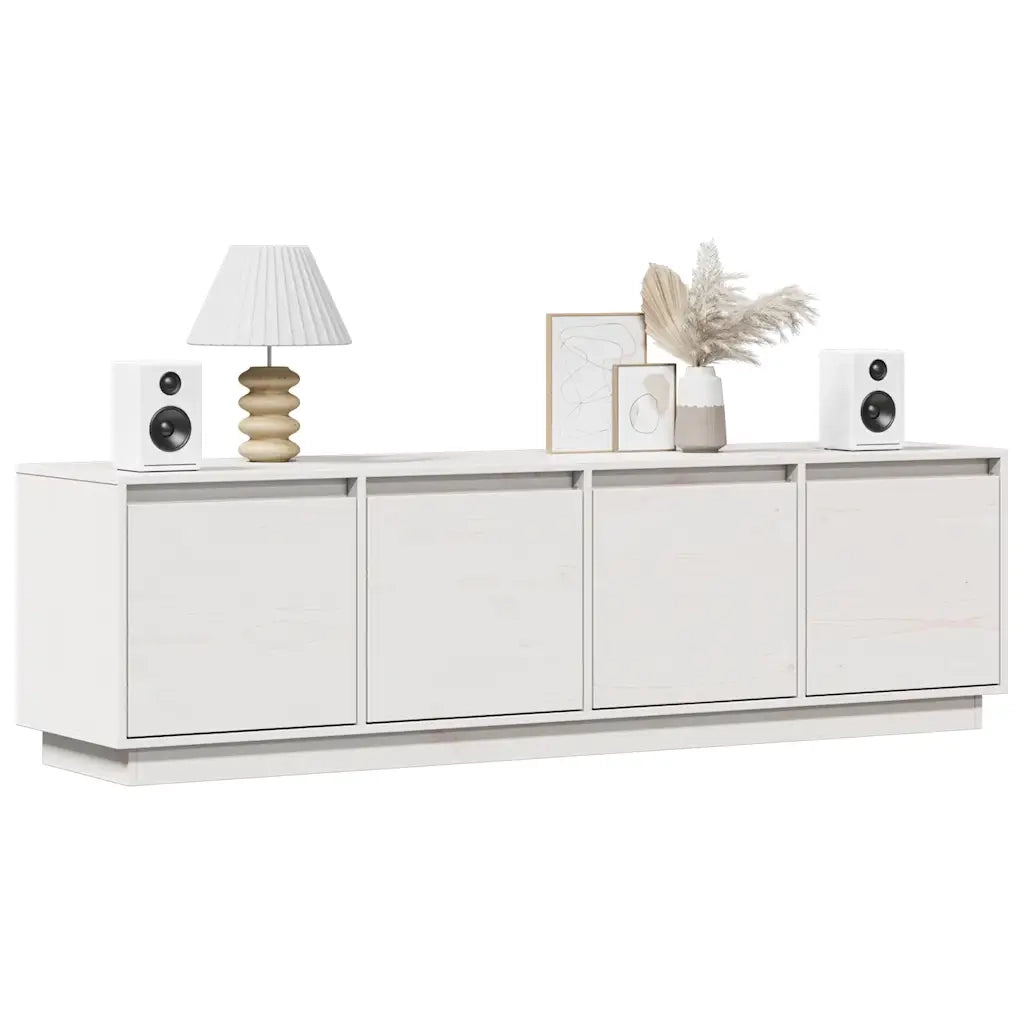 Mobile Porta TV Bianco 156x37x45 cm in Legno Massello di Pino