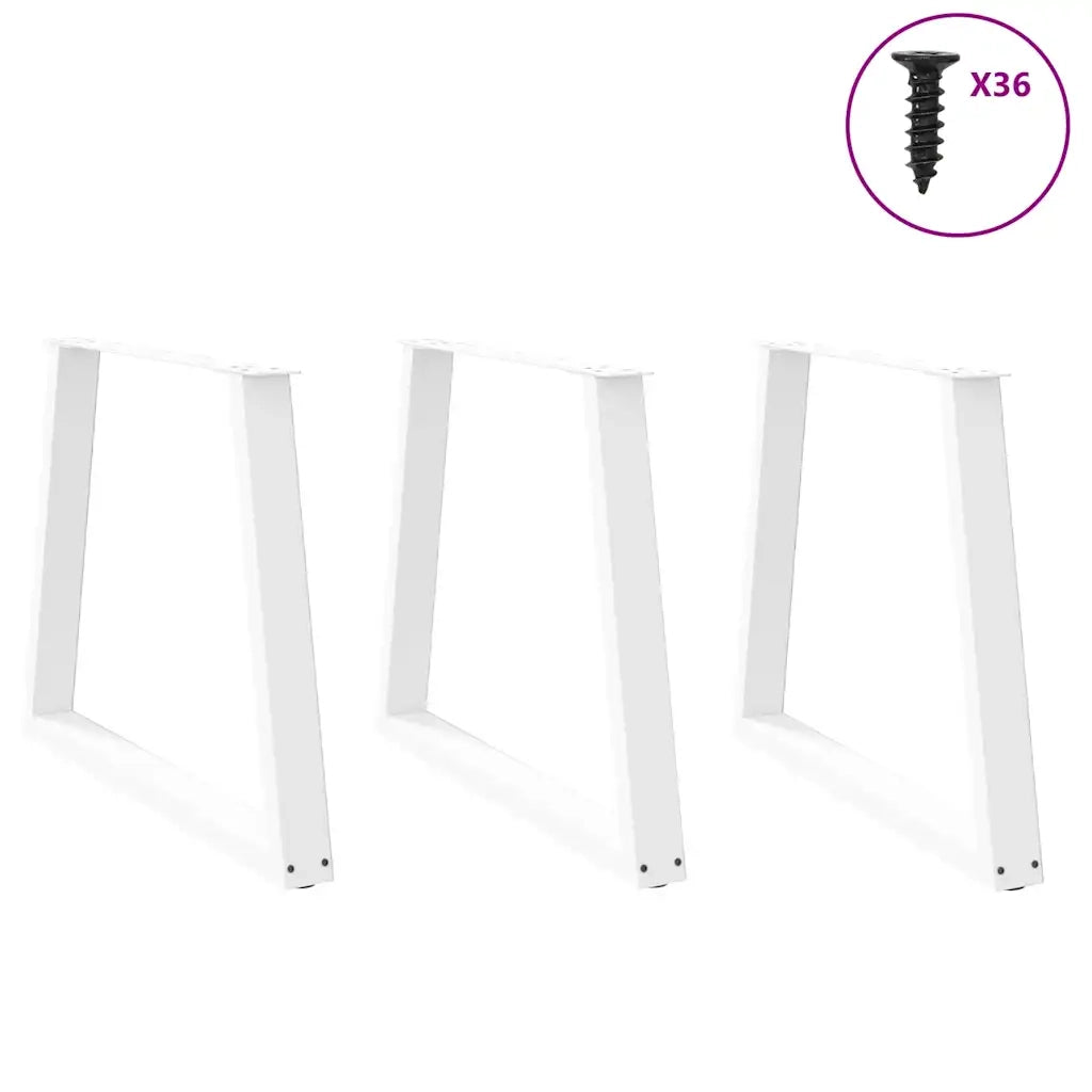 Gambe per tavolo da pranzo a forma di V 3 pz bianche 80x(72-73,3) cm in acciaio