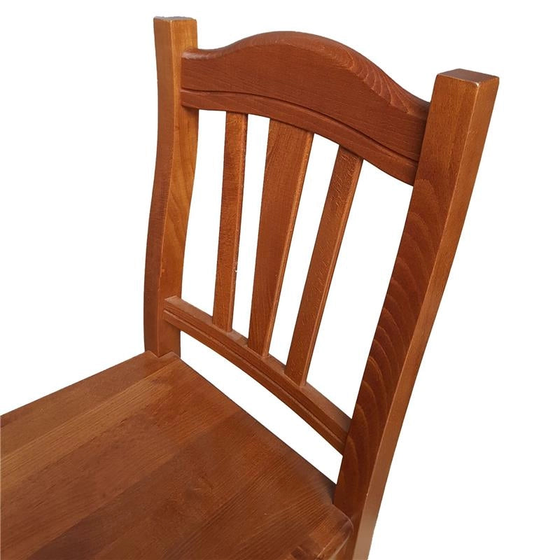 SET 2PZ SEDIE IN LEGNO MASSELLO CON SEDUTA COMPATTA E SCHIENALE ALTO LAVORATO -  COLORE NOCE 90X45X46 CM