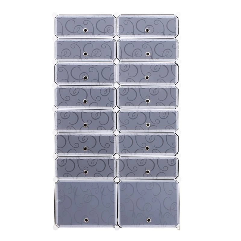 SCARPIERA MODULARE 16 CUBI IN 95 X 37 X 160 CM BIANCO E NERO