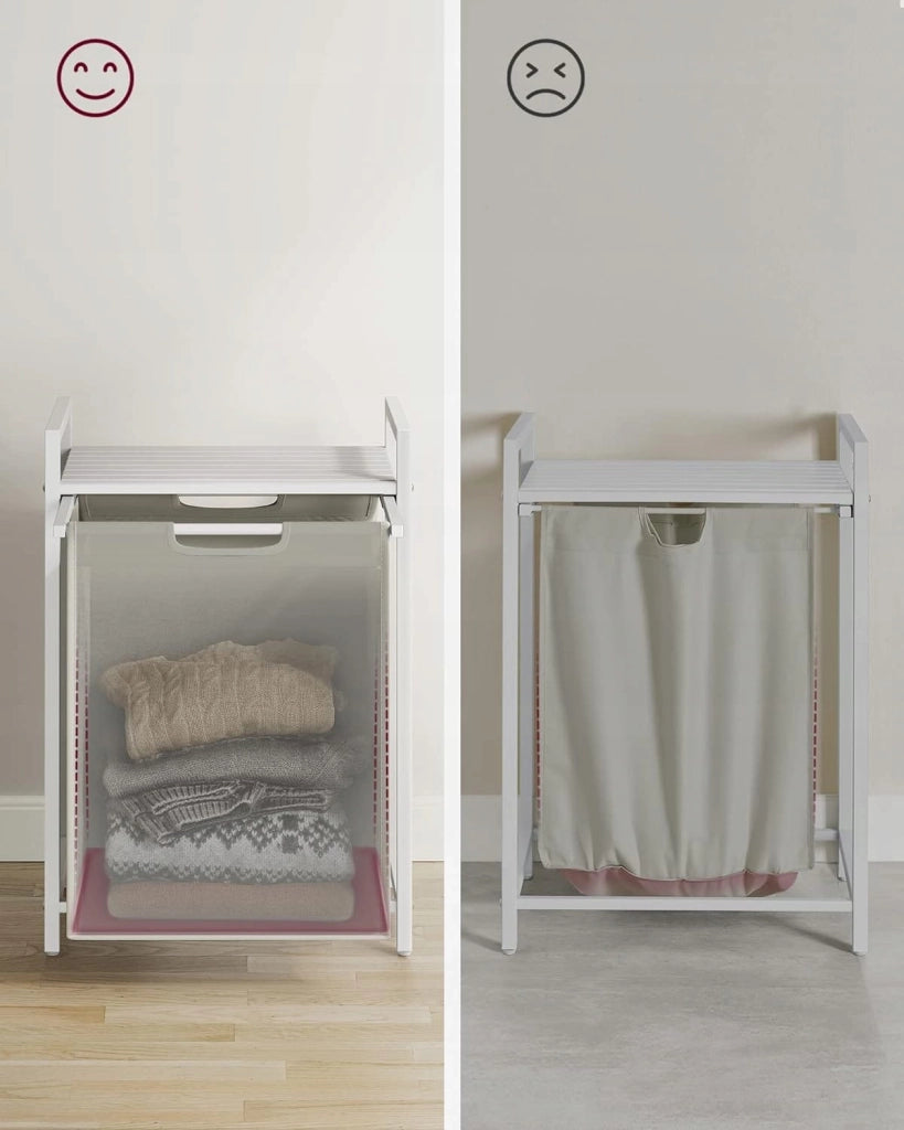 Cesto portabiancheria VALORA, contenitore per biancheria intima, bianco, MDF e acciaio - BLH101W01