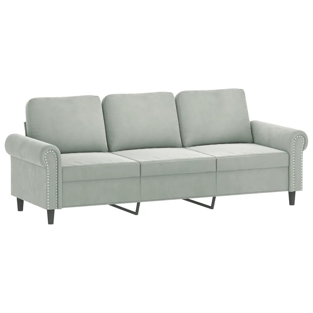 Set di Divani 3 pz con Cuscini Grigio Chiaro in Velluto 3202260