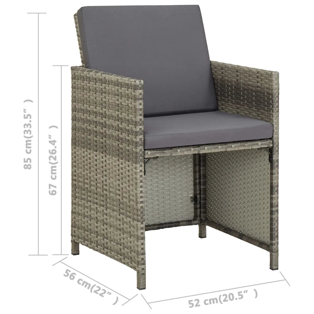 Sedie da Giardino 2 pz | Sedie da Esterno con Cuscini in Polyrattan Grigio
