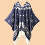 Sciarpa da viaggio da donna in stile vintage con frange, mantello esterno, cappa