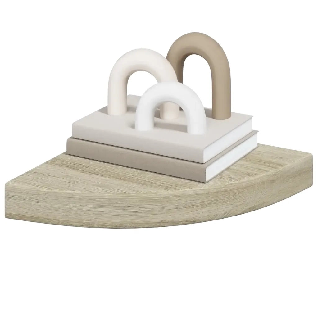 Scaffali Angolari a Parete 4 pz Rovere 25x25x3,8 cm in MDF 323906