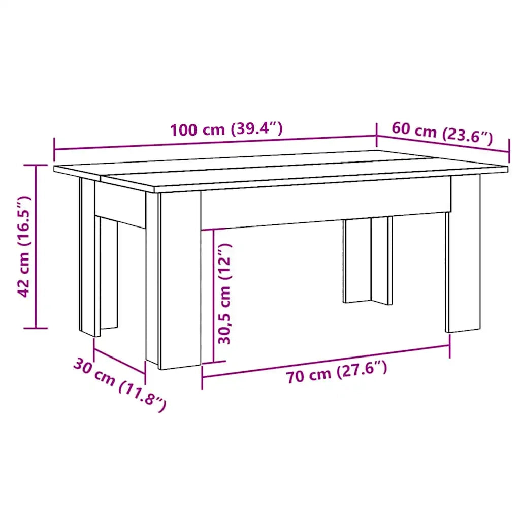 Tavolino da Salotto Grigio Sonoma 100x60x42cm Legno Multistrato 815427