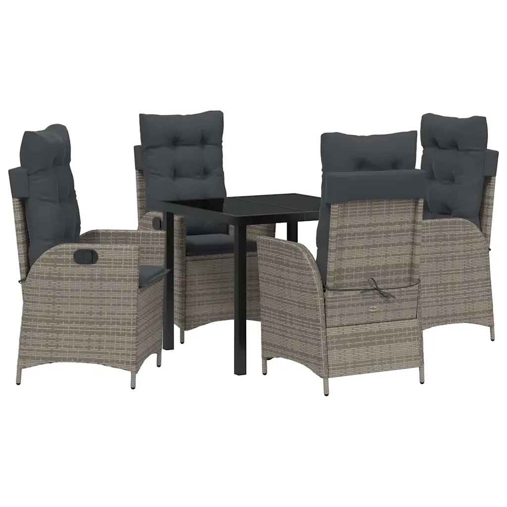 Set da Pranzo per Giardino con cuscino 5 pcs Grigio polyrattan 3380499