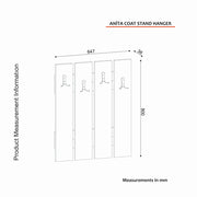 Appendiabiti da parete in legno "Anita" - 64 x 3 x 80 cm - Bianco