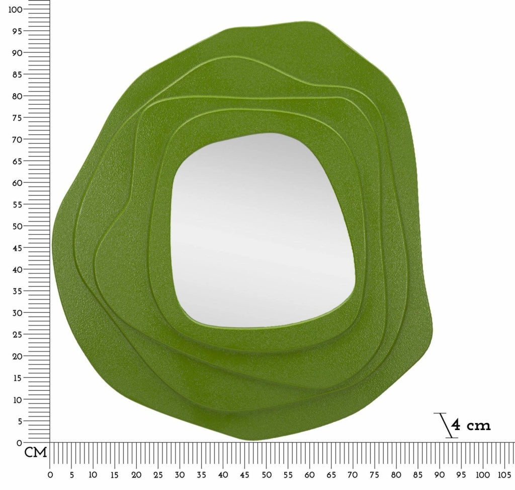 Specchio Brennero, Specchiera, Articolo d'arredo a muro, Decorazione con specchio, 90x4 h97 cm, Verde