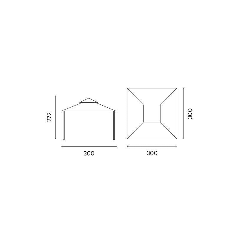 Gazebo MOIA quadrato 3x3 mt.