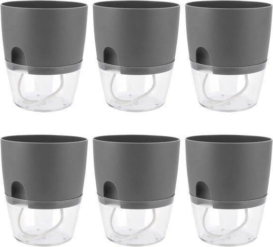 Pannelli di coltivazione autoirriganti - 6 pezzi - grigio - plastica - 15,3 cm