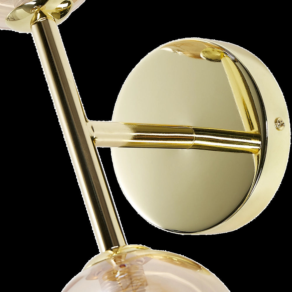 Lampada da parete moderna con 2 lampadine in acciaio color oro ingresso soggiorno camera da letto