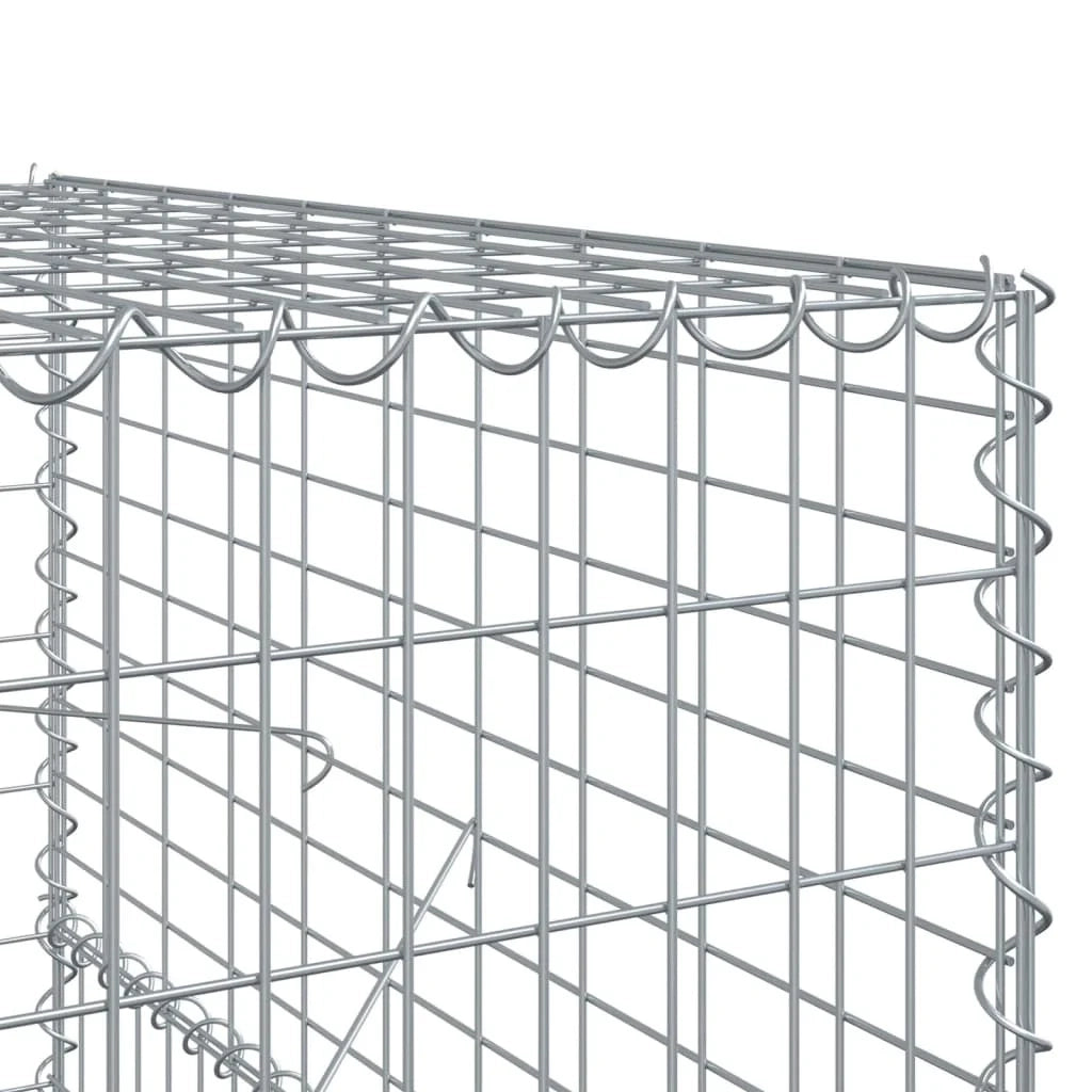 Gabbione recinto a gabbia muro di contenimento con coperchio 600 x 100 x 150 cm ferro zincato argento 02_0040180