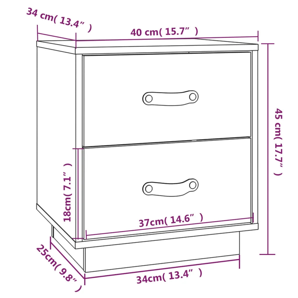 Comodino Marrone Ambrato 40x34x45 cm in Legno Massello di Pino 818331