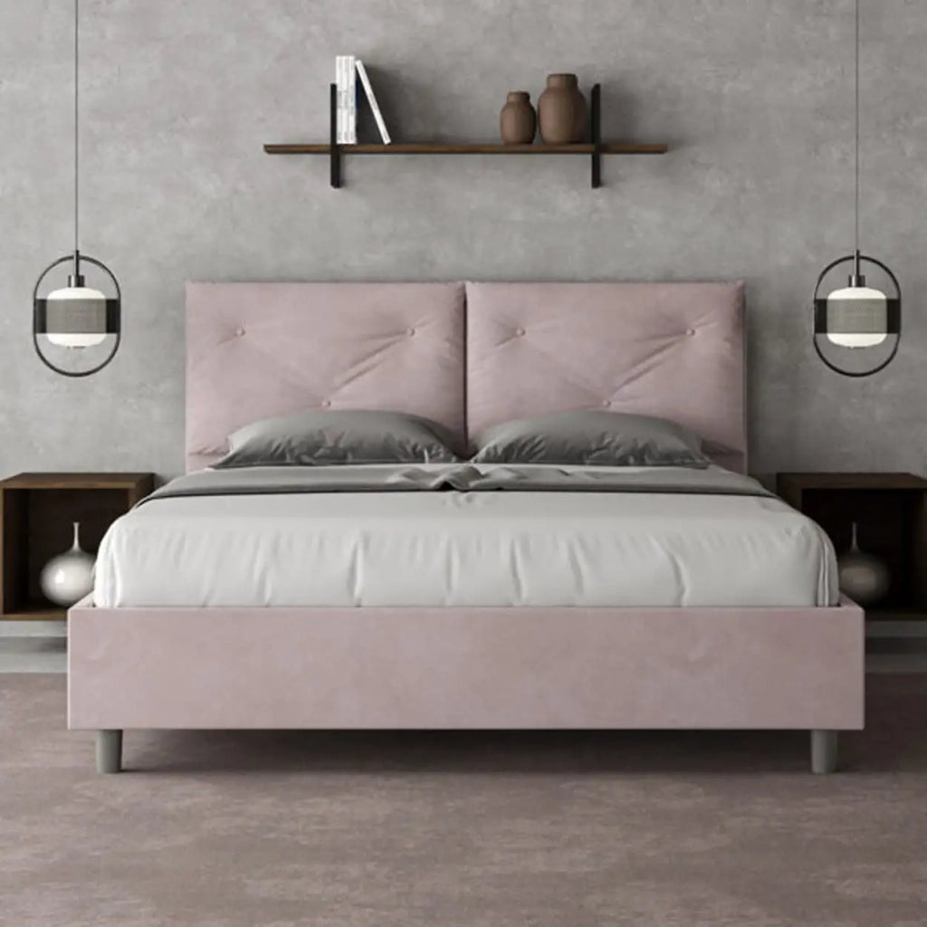 Letto matrimoniale senza rete imbottito 160x200 microfibra glicine Appia