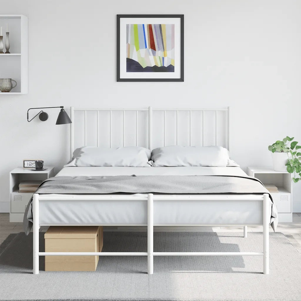 Set di 2 Comodini | Armadio da Notte | Mobiletto da notte Bianchi 34,5x39x44 cm in Acciaio