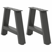 Set di 2 gambe per tavolino da caffè a forma di A 50 x 30 cm con piedini regolabili design moderno in acciaio antracite 02_0057098