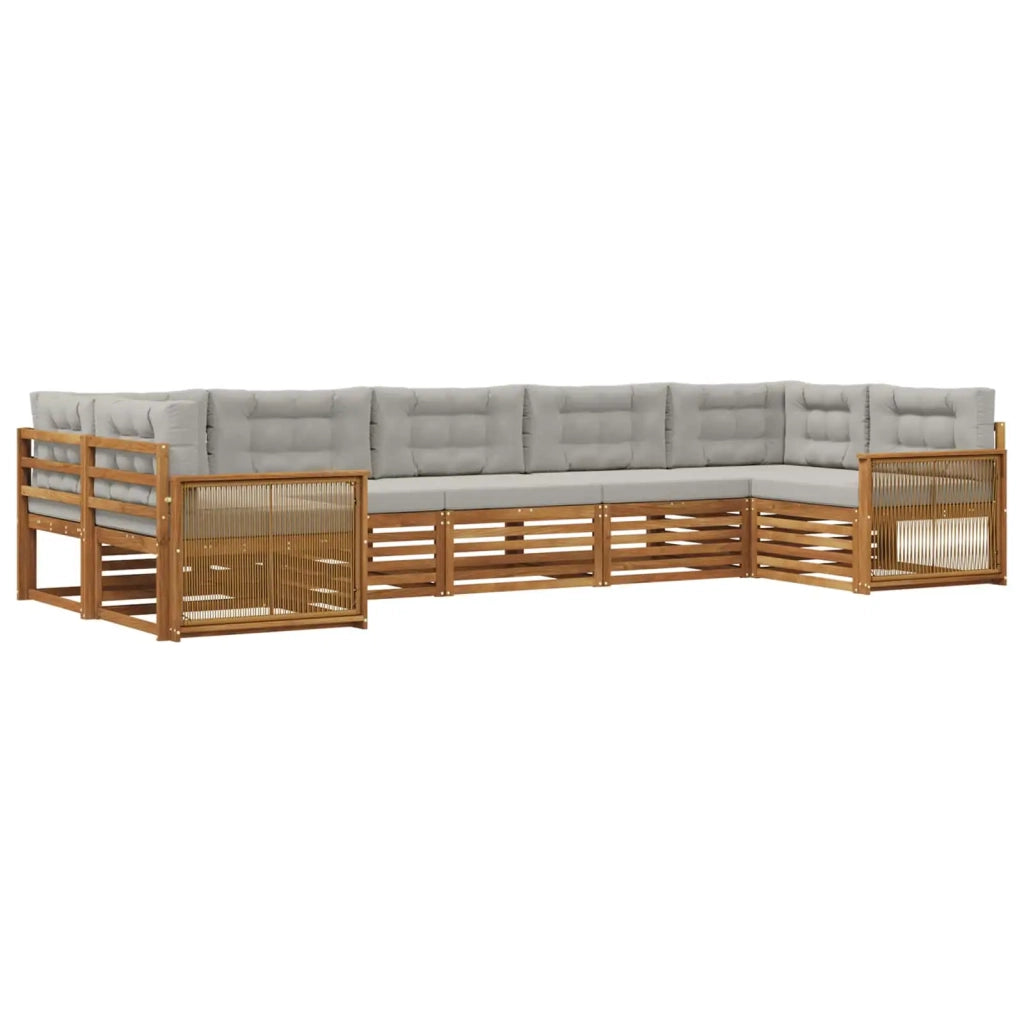 Set di divani da esterno 7 pz Naturale e Grigio Chiaro 3383809