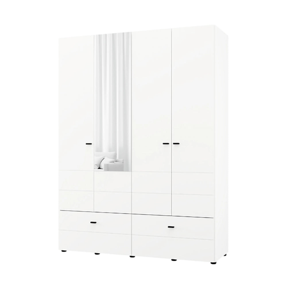 Armadio Camera da Letto Spigno, Guardaroba Grande 2 Ripiani, 155x208h cm Bianco Opaco