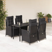 Set da Pranzo da Giardino 5 pz Nero con Cuscini in Polyrattan 3213187