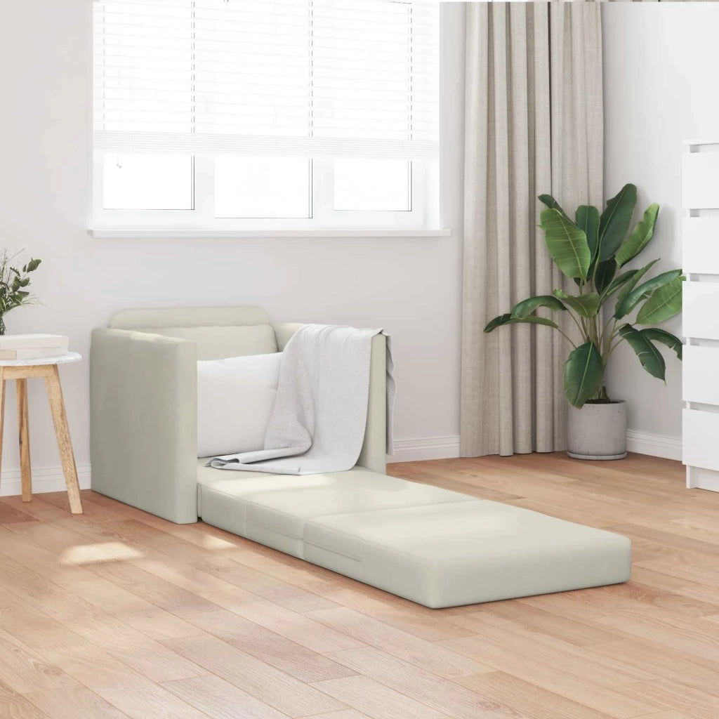 Divano letto | Sof¨¤ letto | Letto singolo Crema 74 x 77 x 81 cm Velluto
