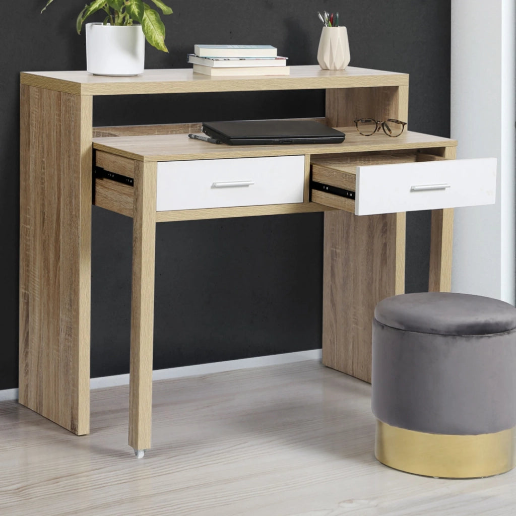 IDMarket - Scrivania allungabile MAX in faggio e bianco
