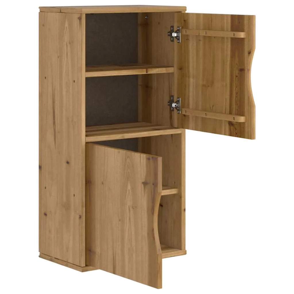 Mobiletto laterale rustico classico 40 x 24 x 79 cm ampio spazio di archiviazione atmosfera accogliente legno massello color miele 02_0058038