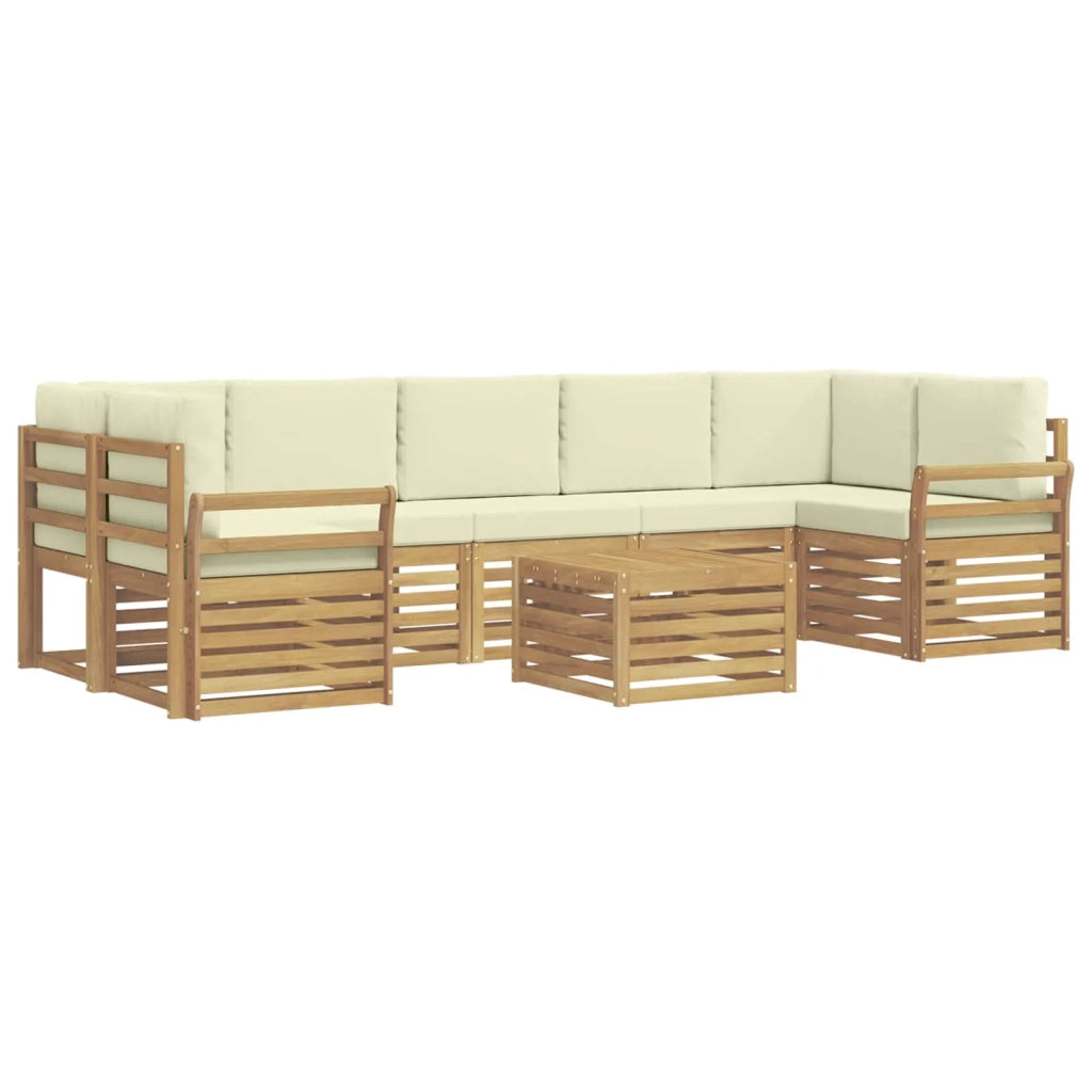 Set di divani da esterno 8 pcs Bianco e Crema Poliestere 3391555