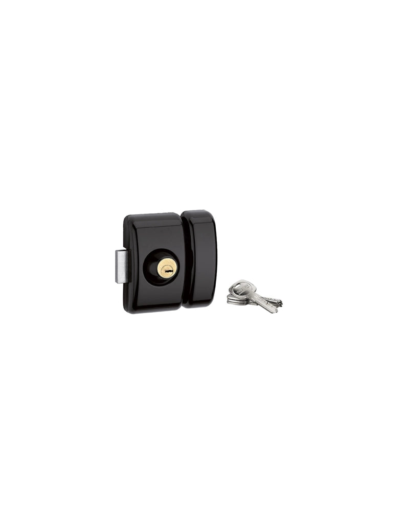 Serratura da applicare, doppia entrata chiave reversibile Design 5, cilindro 45mm, acciaio, 4 chiavi, Nero - THIRARD