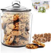 Confezione da 15 contenitori di vetro trasparente rotondi con coperchi, 4,73 litri grandi contenitori per la cucina per alimenti secchi, biscotti e snack.