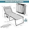 Lettino Prendisole da Giardino, Sedia a Sdraio Pieghevole con Schienale Regolabile, Cuscino Staccabile, Tasca, Portata 200 kg, 168-188 x 69 x 41-86 cm (Grigio)
