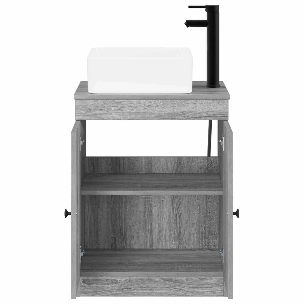 Set di mobili per il bagno Sonoma grigio Legno ingegnerizzato 3404237