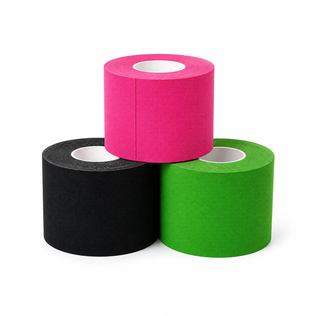 2 NASTRI KINESIOLOGICO IPOALLERGENICI 5CM x 5M TAPE ELASTICO SPORT VARI COLORI