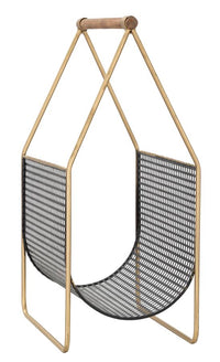 Porta Giornali Fashion 37x23x54,5 cm Legno di Abete e in Ferro Nero e Oro
