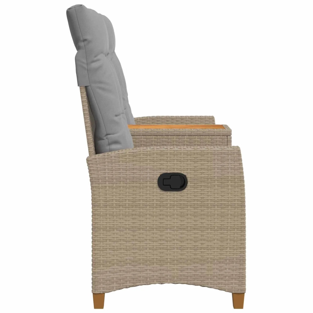 Panchina reclinabile con tavolo Beige e Grigio Chiaro