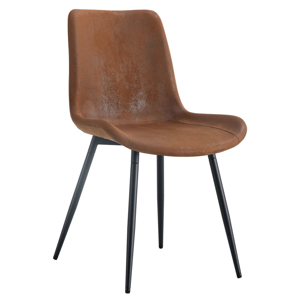 Set di 4 sedie da pranzo ergonomiche con schienale e piedi antiscivolo in tessuto e metallo marrone e nero