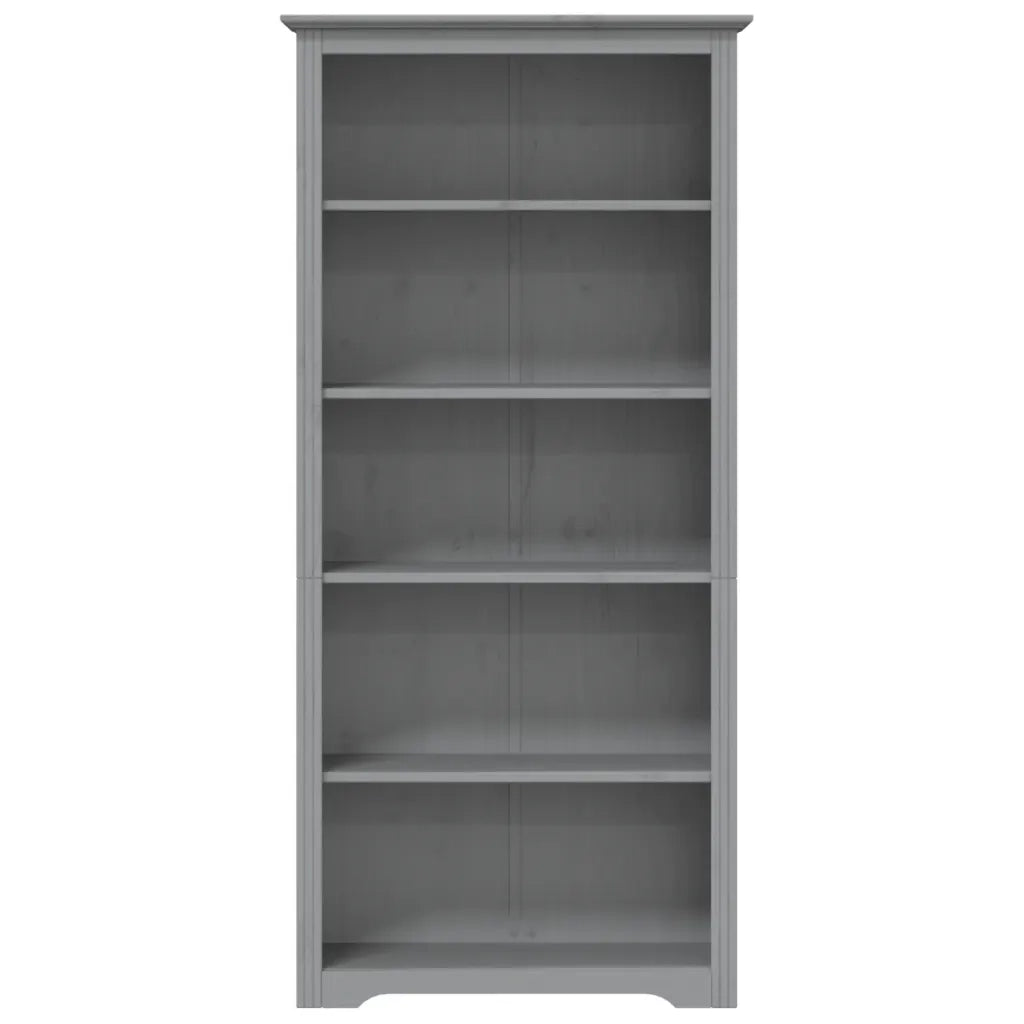 Libreria BODO 5 Ripiani 82x40x173 cm Legno Massello Pino Grigia 355082