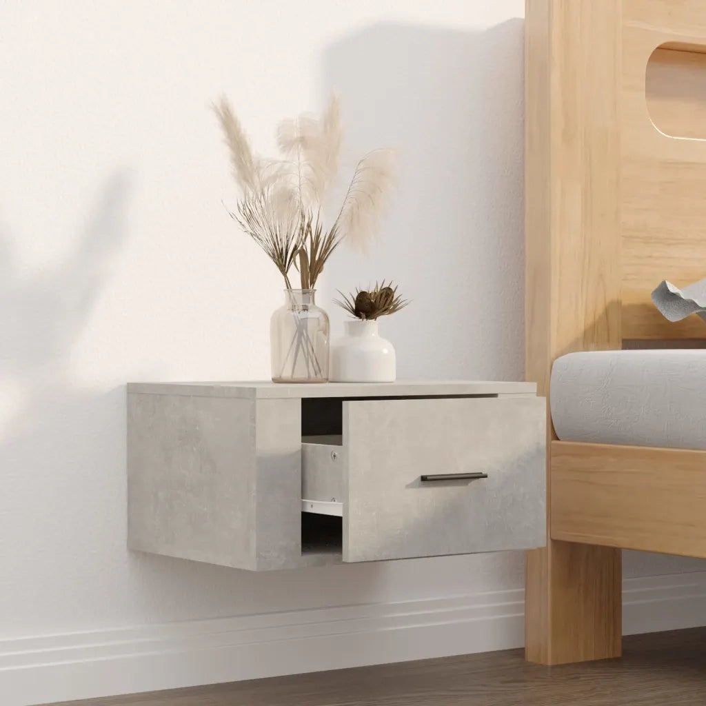 Comodino a Muro Grigio Cemento 50x36x25 cm 816848