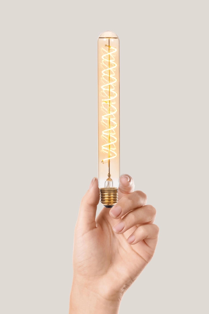 Lampadina LED filamento tubo ambra E27 2200K Lucide