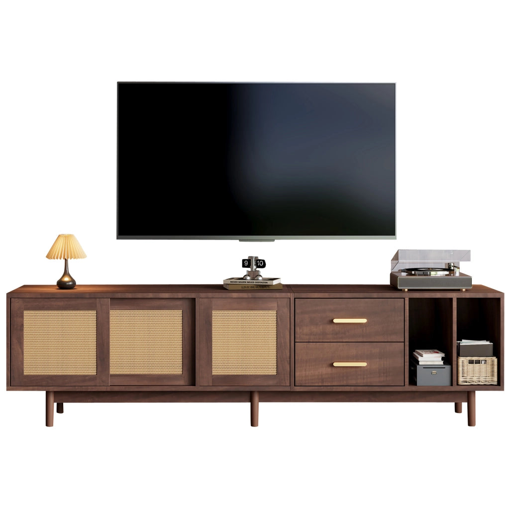 Mobile TV 190x40x52 cm con 3 ante scorrevoli e 2 cassetti in MDF marrone