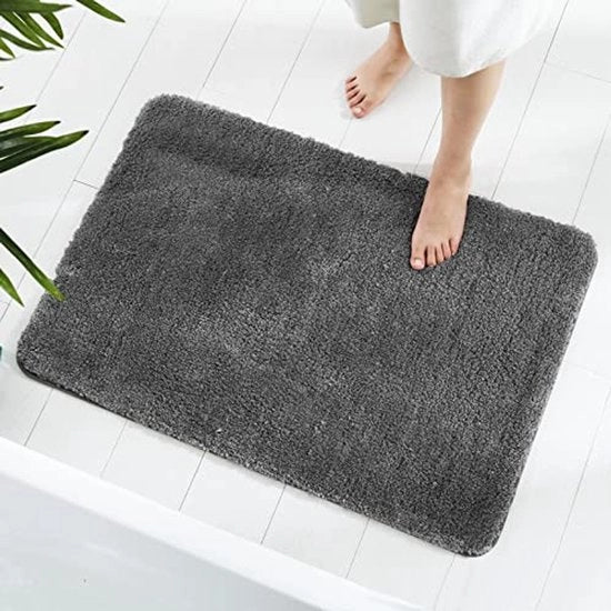 Tappeto per pavimento, 60 x 90 cm, asciugamano per doccia in microfibra morbido, tappeto antiscivolo per bagno, tappeto per soggiorno (antracite)