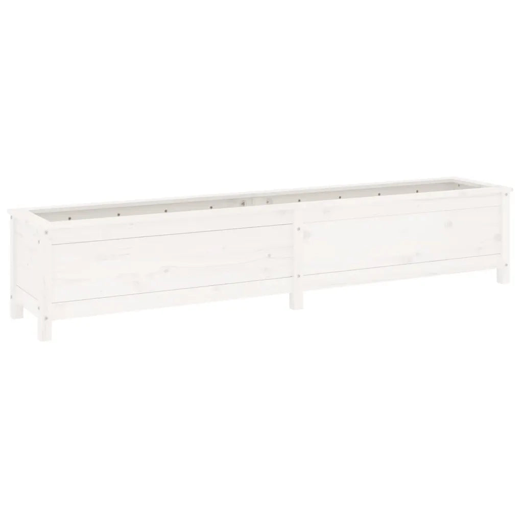 Fioriera Rialzata Giardino Bianca 199,5x40x39 cm Massello Pino 825269