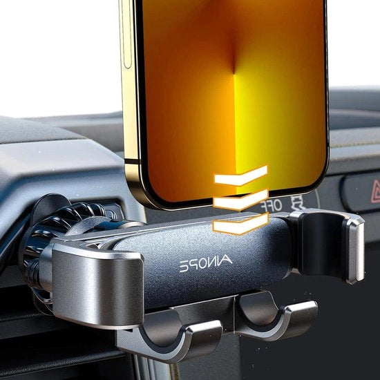 Supporto per Telefono Auto con Design Clip - Funzione di Operazione con una Mano - Compatibile con iPhone 14 13 Pro Max/Galaxy S23 + S22/Huawei - per Auto
