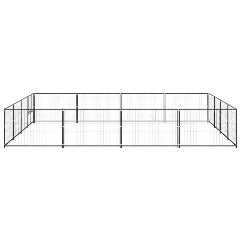 Recinto per animali da esterno per cani recinto per animali nero 16 m² acciaio 02_0000500