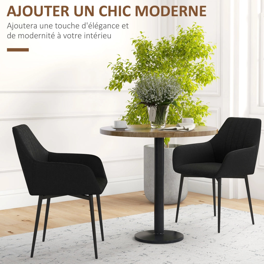 Sedia da Pranzo Scandinava ¨C Zephmum ¨C 2 Pezzi Struttura Metallo Nero