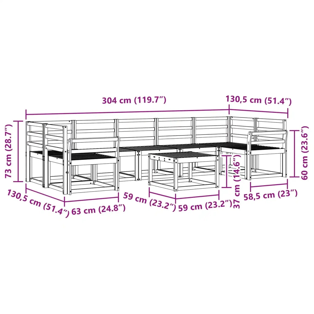 Set di divani da esterno 8 pcs Bianco 59 x 59 x 37 cm 3387383