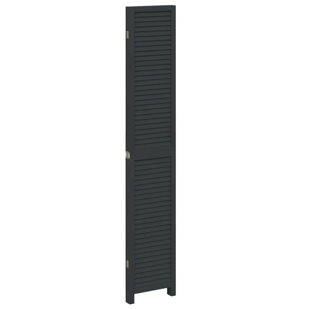 Divisorio Ambienti | Divider per stanze | Paravento 4 Pannelli Nero Legno Massello di Paulownia