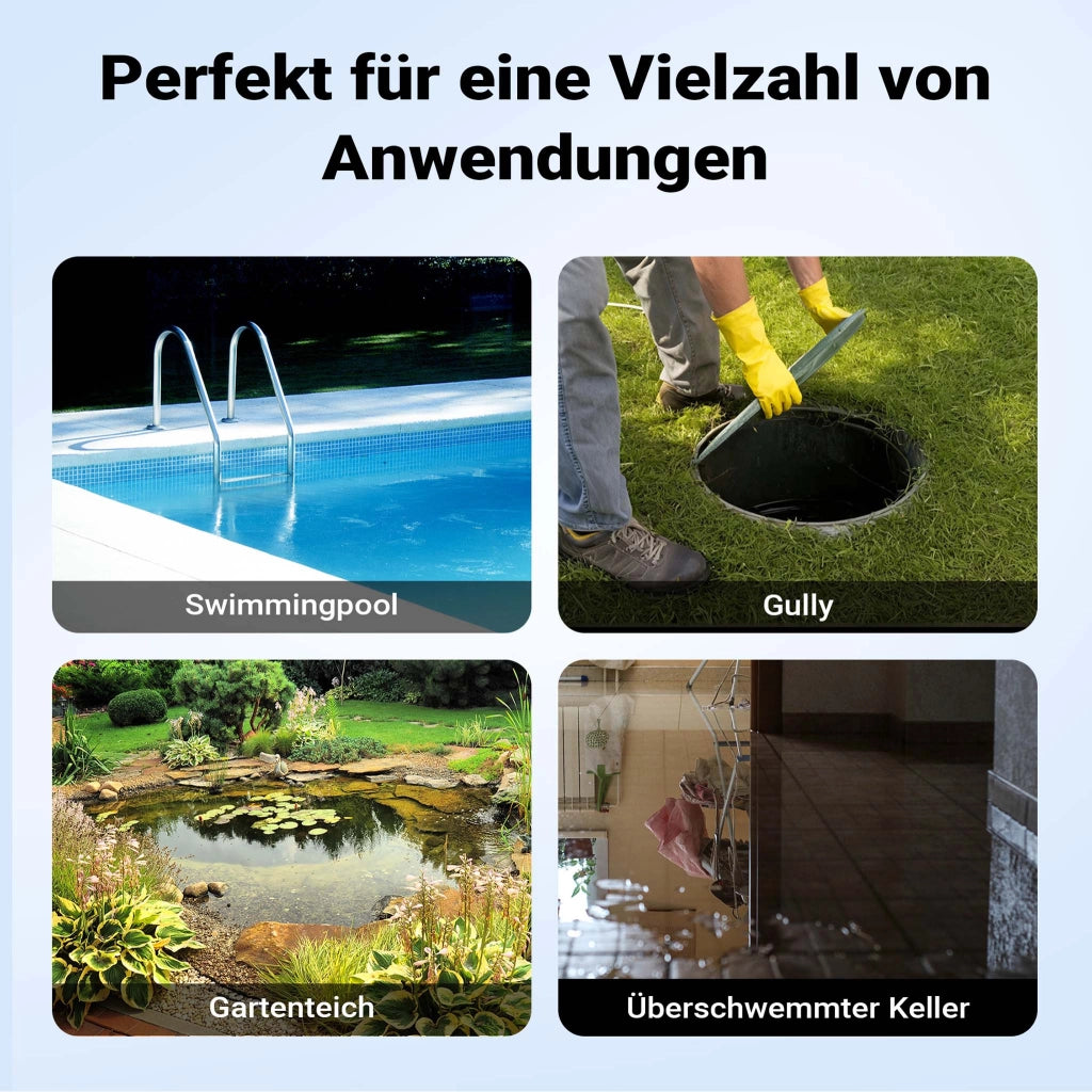 Pompa sommersa, 900W 17000 l/h, profondità max 7 m, Elettropompa a immersione per pozzi e cisterne