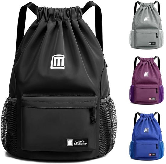 Zak da ginnastica impermeabile - Borsa sport con cavo di tiraggio - Grande capacità - Borsa da spalla per ragazze/ragazzi - Ideale per ginnastica/viaggi - Altezza regolabile delle spallali - Borsa da spalla sportiva